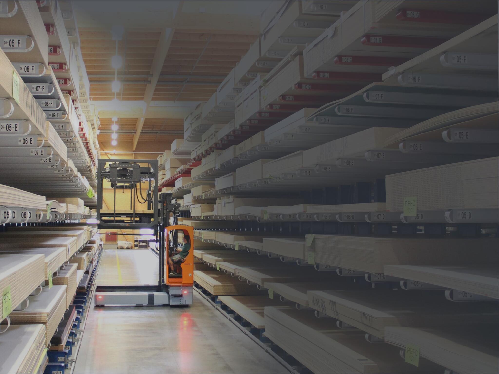 HUBTEX Electric Multidirectional Sideloader with picking platform
